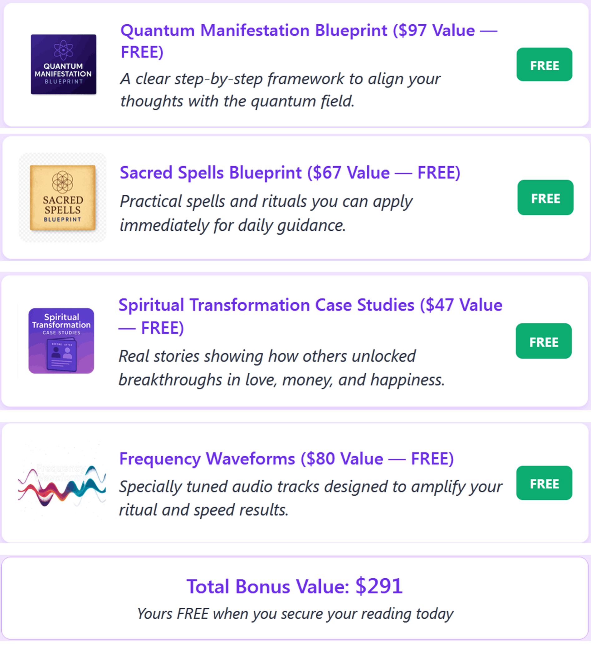 Exclusive Spellsology bonuses with Tarot Ritual package for love and money manifestation