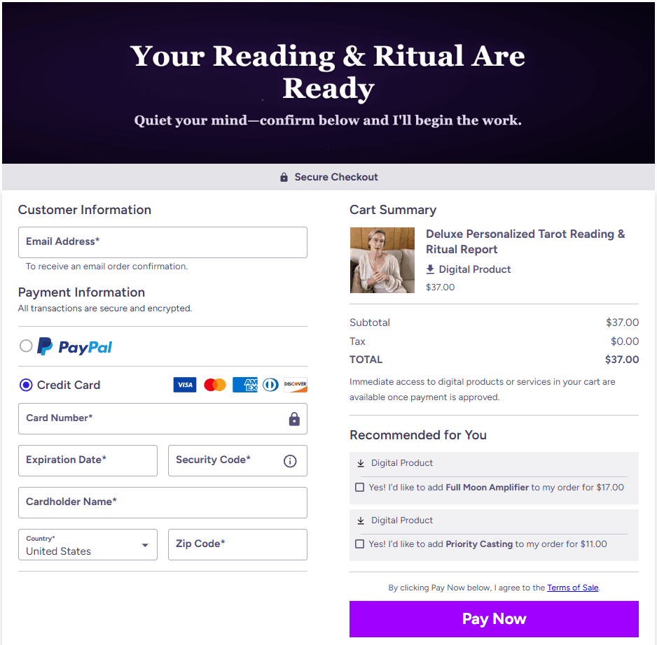 Buy Spellsology Tarot Rituals for Love & Money - Secure Official Checkout Page